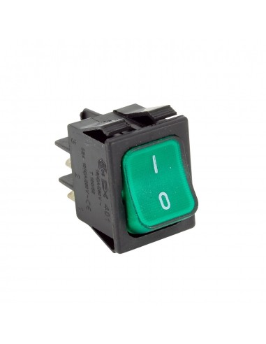 Interruptor negro para plancha y caldera 22x30 mm con luz verde