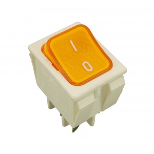 Interruttore bipolare 16A 250V 4 contatti 22x30mm lumin. giallo