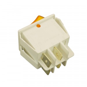 Bipolar swich 16A 250V 4 terminals  22x30mm yellow light UNIV. 2