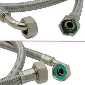 Tubo carico Lavatrice inox 1,50mt Ø12x17 3/4F-3/4F 90° conf 2