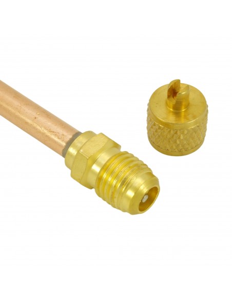 Tubo cobre frigorífico 100 mm Ø6mm con válvula