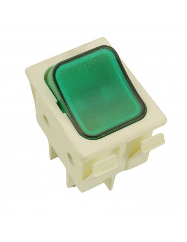 Interruttore bipolare 16A 250V 4 contatti 22x30mm luminoso verde