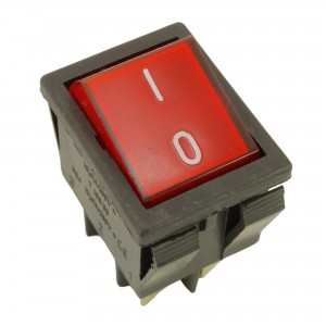 Interrupteur rouge bipolaire 8A 250V 4contacts 22x30mm UNIVERSEL