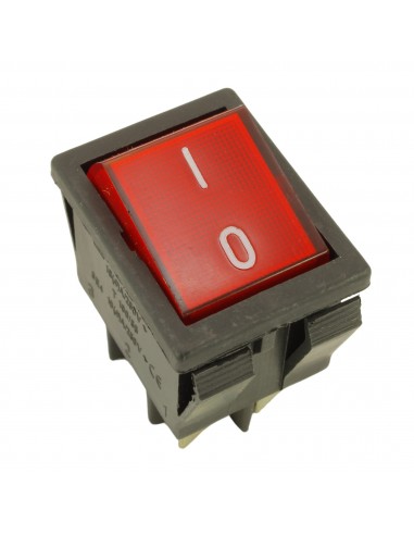 Interruttore bipolare 8A 250V 4 contatti 22x30mm luminoso rosso