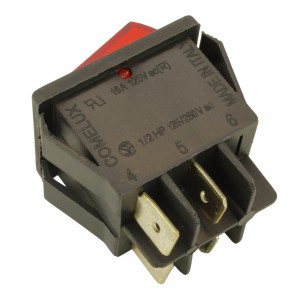 Interruttore bipolare 8A 250V 4 contatti 22x30mm luminoso rosso 2