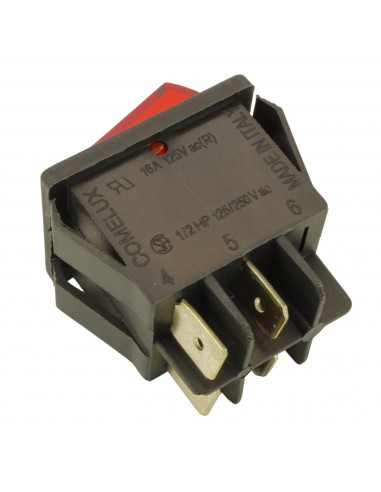 Interrupteur rouge bipolaire 8A 250V 4contacts 22x30mm UNIVERSEL Interrupteur rouge bipolaire 8A 250V 4contacts 22x30mm UNIVERSEL