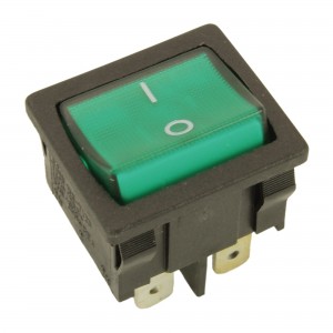 Interrupteur vert bipolaire 10A 250V 4contacts 22x19mm UNIVERSEL