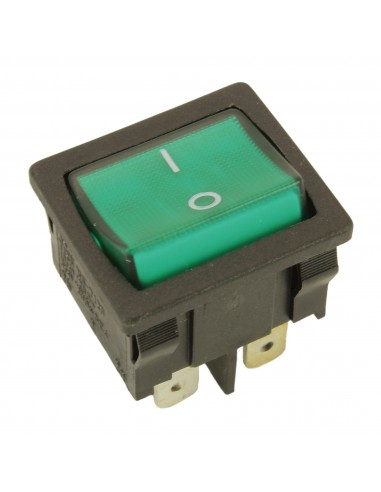 Interruttore bipolare 10A 250V 4 contatti 22x19mm luminoso verde