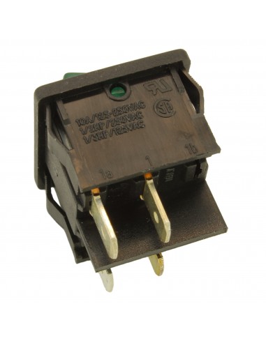 Leuchtwippschalter grün 2-polig 10A 250V 4 Anschlüsse 22x19mm