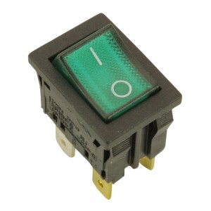 Interruttore bipolare 12A 250V 4 contatti 13x19mm luminoso verde