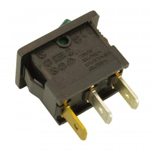 Interruptor unipolar verde 10A 250V 3 contactos 13x19mm UNIV. 2