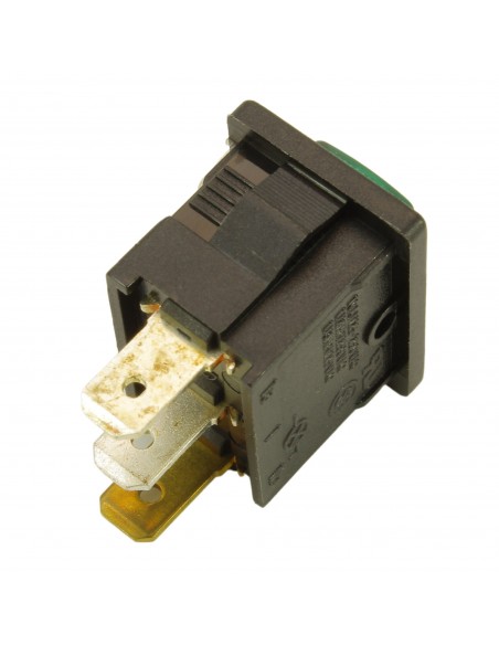 Interrupteur vert unipolaire10A 250V 3contacts 13x19mm UNIVERSEL