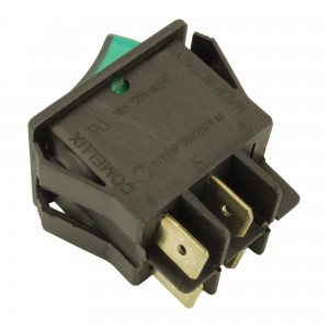Unipolar swich 16A 250V 4 terminals 22x30mm green light UNIVERS 2