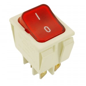 Interrupteur rouge bipolaire 16A 250V 4contacts 22x30 UNIVERSEL