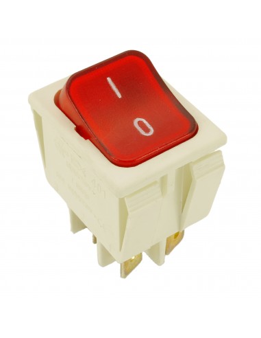 Bipolar swich 16A 250V 4 terminals  22x30mm red light UNIVERSAL