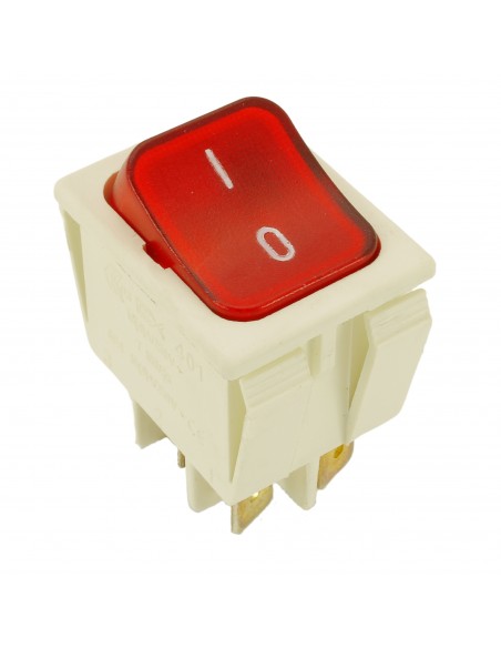 Interruttore bipolare 16A 250V 4 contatti 22x30mm luminoso rosso