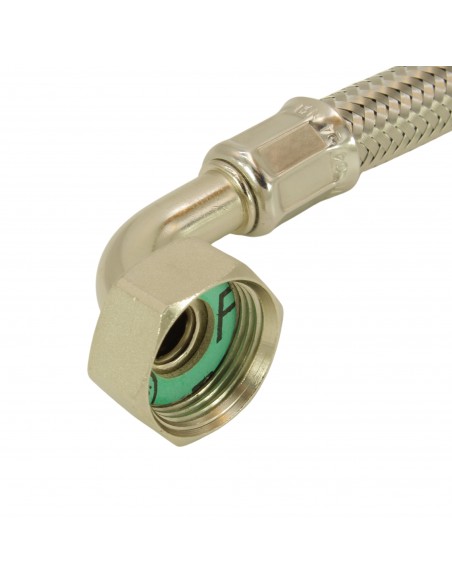 Tubo carico Lavatrice inox 1,00m Ø12x17 3/4F-3/4F 90° Un
