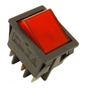 Bipolar swich 16A 250V 6 terminals  22x30mm red light UNIVERSAL